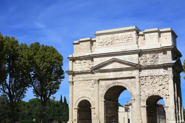 Oranje Stad Provence Frankrijk Unesco Werelderfgoed Oude Romeinse Triomfboog — Stockfoto
