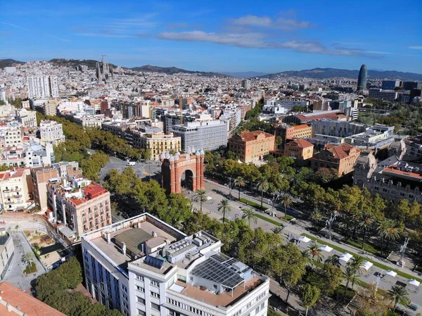 Αεροφωτογραφία Βαρκελώνης Cityscape Θριαμβευτική Αψίδα Arc Triomf Και Passeig Lluis — Φωτογραφία Αρχείου