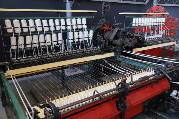 Textile Factory Machinery Old Loom Machine Historic Textile Industry — Stock Photo, Image