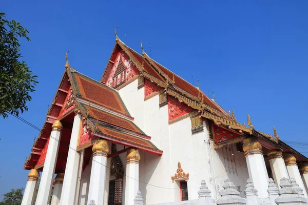 Tayland Simgesi Ayutthaya Beyaz Budist Tapınağı Thai Stili Budist Tapınağı — Stok fotoğraf