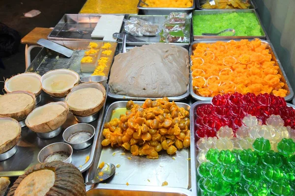 Mercato Alimentare Bangkok Thailandia Dolci Esotici Della Cucina Thailandese — Foto Stock