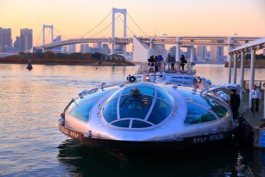 Tokyo, Japonya - 2 Aralık 2016: İnsanlar Tokyo, Japonya'da Hotaluna tur cruise tekne yolculuğu. Tokyo Japonya sermaye şehir olduğunu. Onun metro alanında 37.8 milyon kişi yaşıyor.