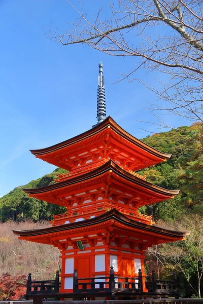 Kyoto Nun Simge Leri Japonya Sonbaharda Kiyomizu Dera Tapınağı Pagoda — Stok fotoğraf