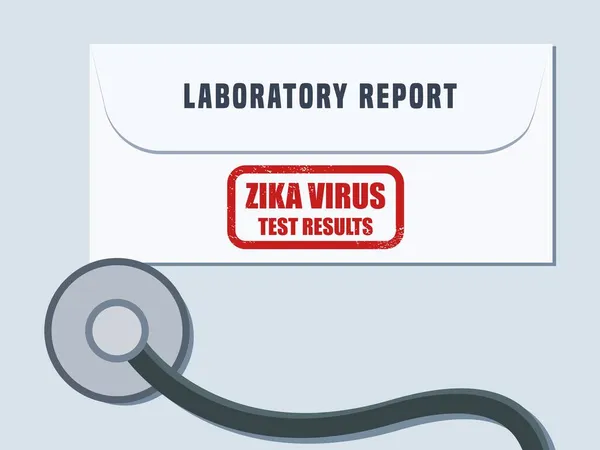 Zika Virus Medical Test Results Envelope Medical Laboratory Health Screening — Stock Vector