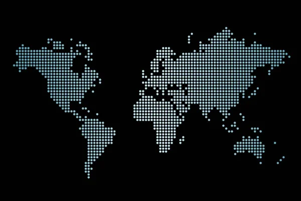 Παγκόσμιο Διάνυσμα Χάρτη Απλή Κουκκίδα Στυλ Παγκόσμιο Χάρτη Διάστικτη Τεχνολογία — Διανυσματικό Αρχείο