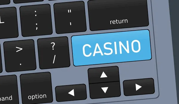 Casino Online Gambling Special Button Laptop Keyboard Conceptual Illustration — Stock Vector