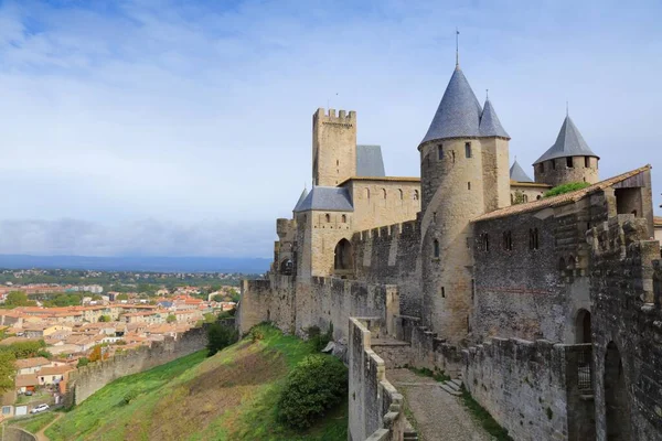 Carcassonne Cidade Medieval França Cidade Fortificada Murada Departamento Aude — Fotografia de Stock