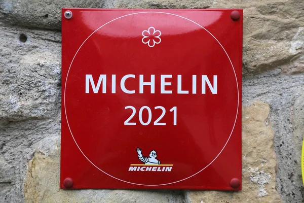 Carcassonne Francie Října 2021 Značky Místní Restauraci Carcassonne Prestižní Michelin — Stock fotografie