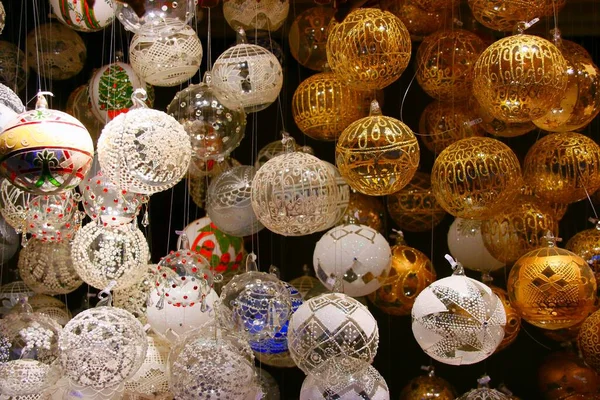 Vienna Áustria Dezembro 2007 Bugigangas Ornamentais Para Árvore Natal Mercado — Fotografia de Stock
