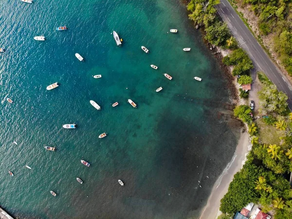 瓜德罗普海滩无人机视图 Marigot港湾航景图 — 图库照片
