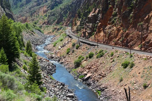 Colorado Stati Uniti Linea Ferroviaria Del Fiume Colorado — Foto Stock