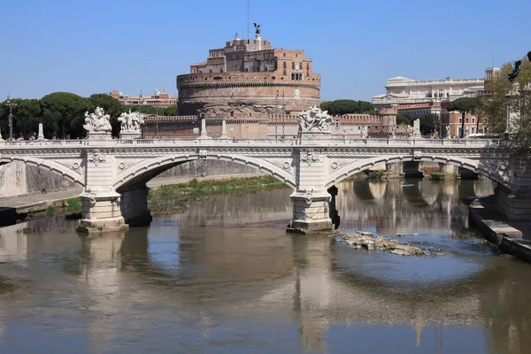 Мост Святого Ангела Замок Святого Ангела Риме Италия Ориентир Рима — стоковое фото