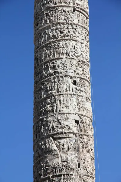 Rzym Włochy Kolumna Marka Aureliusza Starożytna Rzymska Kolumna Zwycięstwa Placu — Zdjęcie stockowe
