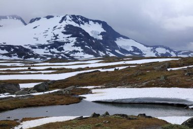 Norveç doğası - Jotunheimen dağları yaz manzarası. Sognefjell dağ sırası.