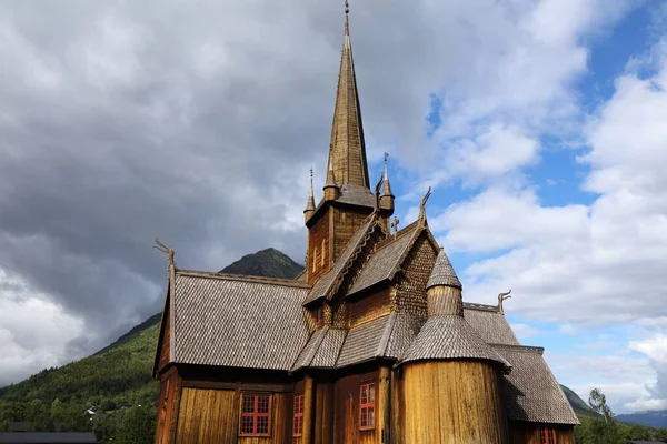 Norway Landmark Lom Stave Church Stavkirke Wooden Medieval Landmark Gudbrandsdal — Stock Photo, Image