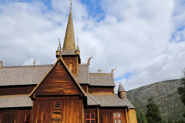 Norvegia Punto Riferimento Lom Chiesa Doghe Stavkirke Punto Riferimento Medievale — Foto Stock
