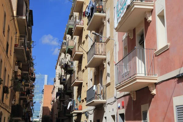 Bairro Residencial Médio Barcelona Espanha Ruas Distrito Barceloneta Barcelona — Fotografia de Stock