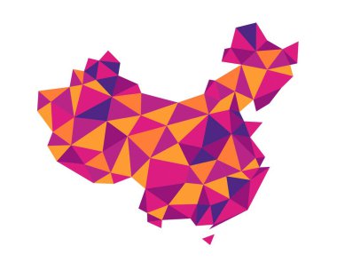 Çin çokgen haritası soyut vektörü. Çin 'in düşük poli biçimli vektör haritası.