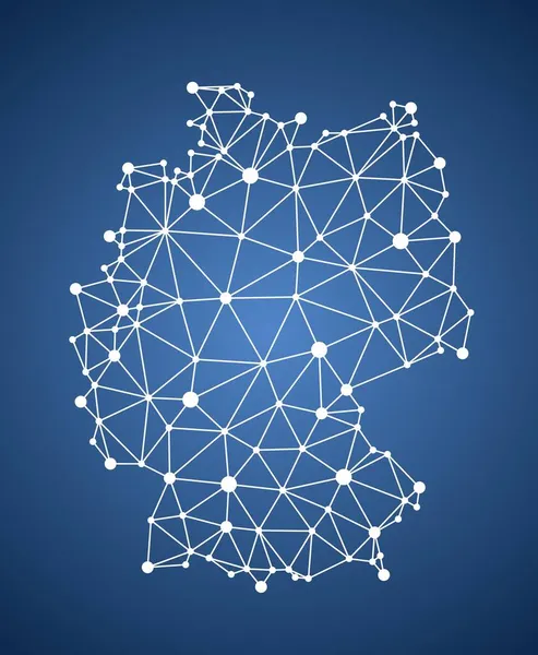 德国多边形图 带连接点网络的德国低聚蓝色时尚风格矢量图 — 图库矢量图片