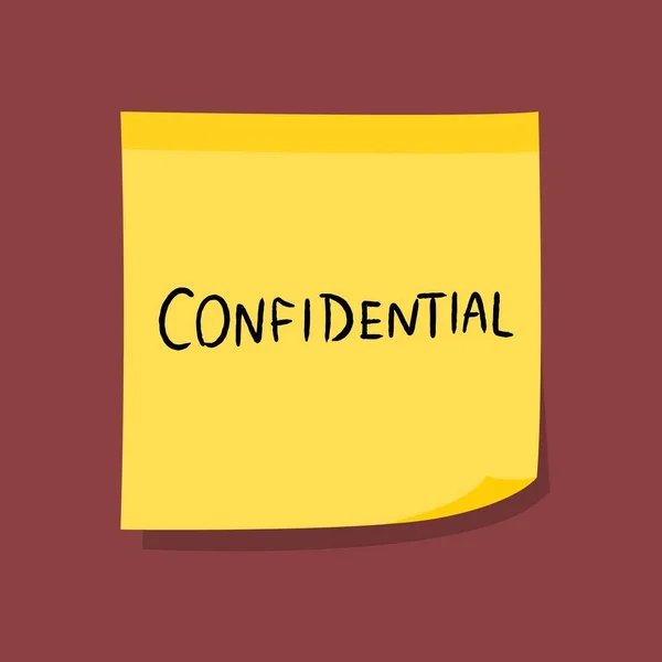Confidential Sign Yellow Sticky Note Message Paper Sign — Stock Vector
