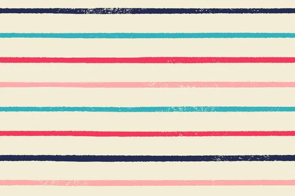 手绘简单条纹图案 无缝线矢量色彩斑斓 粉红色 红色和蓝色漆线 — 图库矢量图片