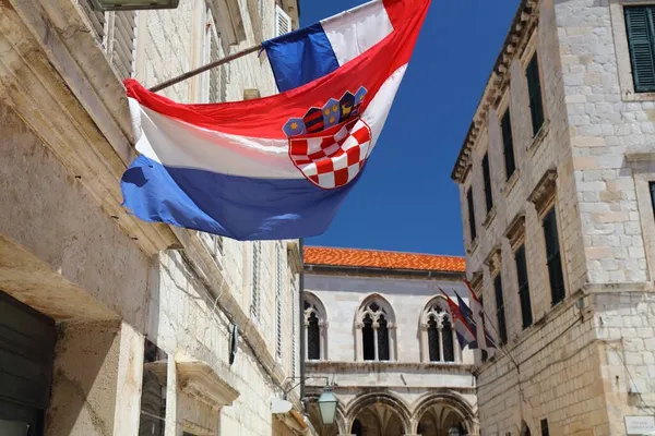 Bandiera Croata Dubrovnik City Street Croazia — Foto Stock