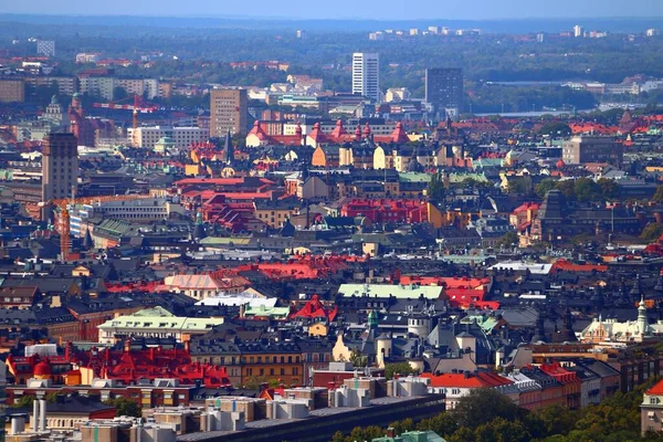 スウェーデンのストックホルム市内スカイライン オスターマルム地区の空中写真 — ストック写真