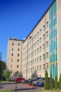 JASTRZEBIE ZDROJ, POLAND - 11 Mayıs 2021: Polonya 'nın Jastrzebie Zdroj kentindeki JSW (Jastrzebska Spolka Weglowa) Karargahı. JSW Polonya 'nın en büyük kömür madencilik şirketlerinden biridir..