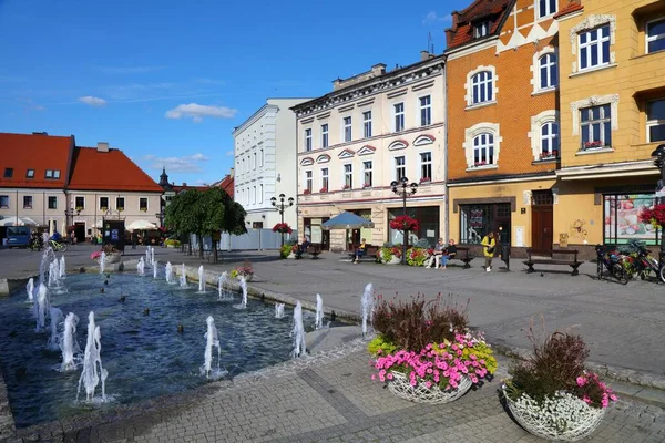 Mikolow Poland September 2021 Människor Besöker Rynek Torg Mikolow Stad — Stockfoto