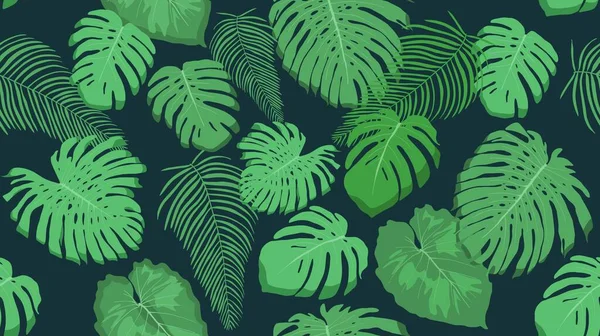 Джунглі Рослини Безшовний Візерунок Тропічна Монстра Листя Моди Дизайн Фон — стоковий вектор