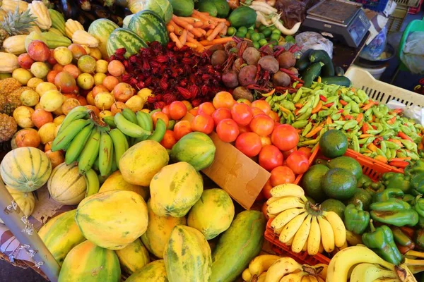 Guadeloupe Fruit Vegetable Market Pointe Pitre Biggest City Guadeloupe — Stock Photo, Image