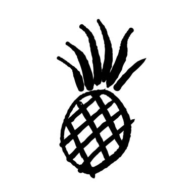 Ananas meyveli basit bir skeç. Vektör illüstrasyon ananas karalama.