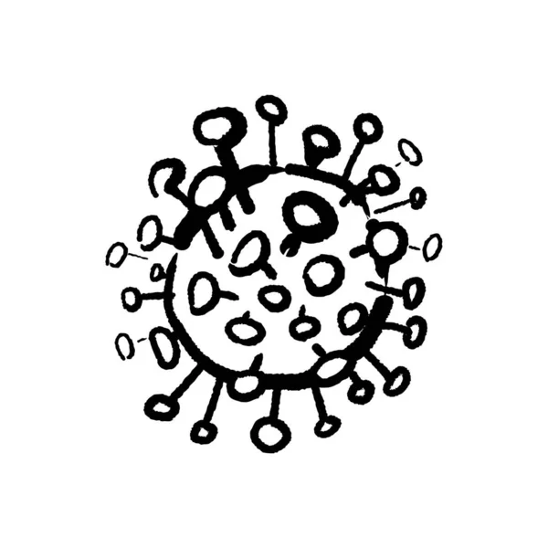 Coronavirus Bosquejo Arte Doodle Simple Del Virus Dibujado Mano Del — Vector de stock