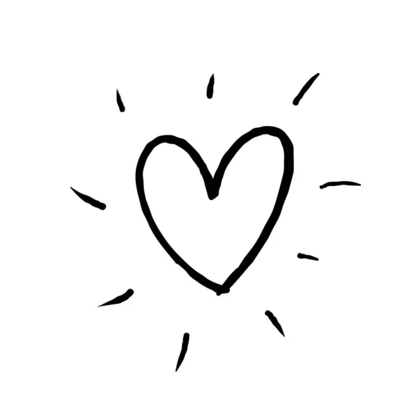 Dibujo Simple Forma Corazón Ilustración Vectorial Corazón Garabato — Vector de stock