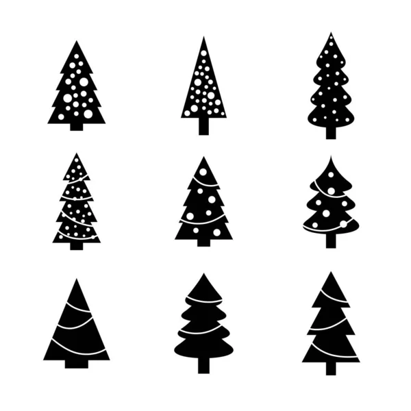 Conjunto Simples Árvores Natal Árvores Natal Coleção Objetos Vetoriais —  Vetores de Stock