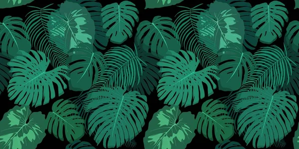 Бесшовный Фон Монстров Зеленая Векторная Текстура Растений Вектор Джунглей — стоковый вектор