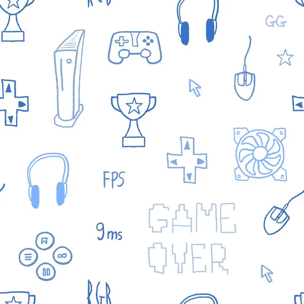 Gaming Achtergrond Naadloos Patroon Video Game Concept Vector Illustratie Gamer — Stockvector