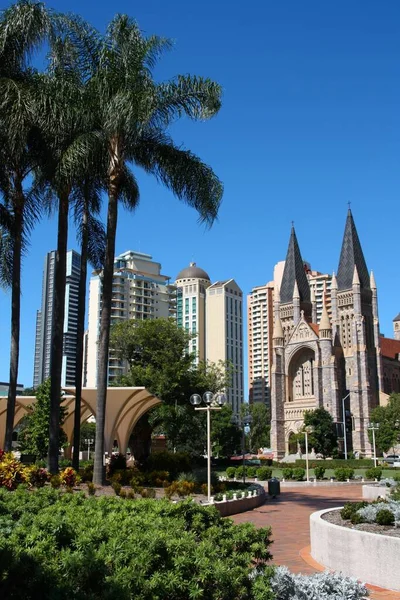 Orașul Brisbane Australia Piața Catedralei Catedrala Anglicană Ioan — Fotografie, imagine de stoc