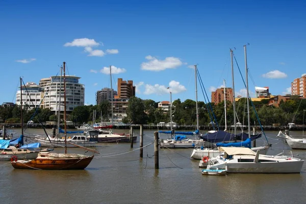 Kotviště Brisbane Austrálii Gardens Point Boat Harbour Řece Brisbane — Stock fotografie