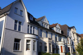 Recklinghausen. Schöne Apartmenthäuser und Villen mit Straßenblick im Paulusviertel.