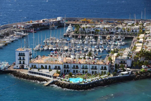 Gran Canaria Hiszpania Jedna Wysp Kanaryjskich Marina Port Puerto Mogan — Zdjęcie stockowe