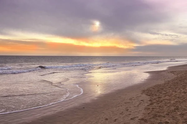 Sonnenuntergang Auf Gran Canaria Strandwellen Atlantik — Stockfoto