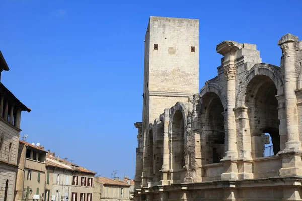 Arles Stad Provence Frankrike Unesco Världsarv Antika Romerska Arenan Ruiner — Stockfoto