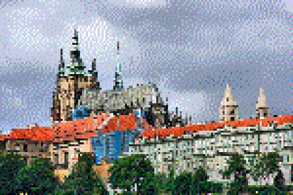Pixel Art 8位风格的图形 捷克的布拉格城堡 — 图库照片