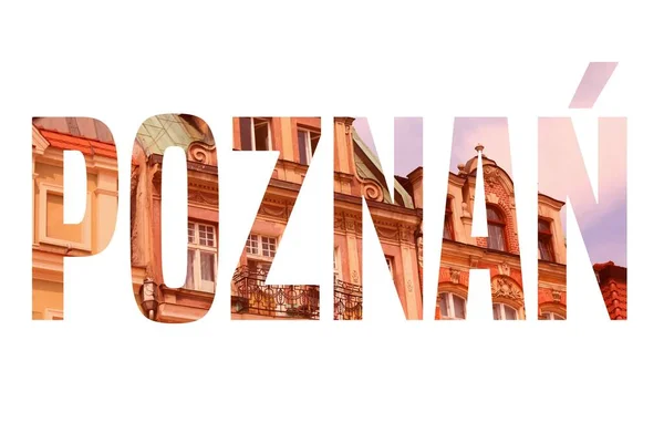 Palabra Poznan Signo Texto Con Nombre Ciudad Poznan Polonia — Foto de Stock