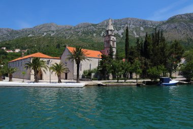Monastery of Rozat, Croatia. Franciscan monastery by coastal inlet known as Rijeka Dubrovacka.