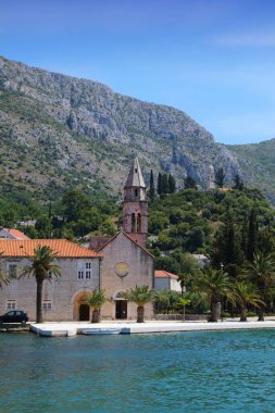 Monastery of Rozat, Croatia. Franciscan monastery by coastal inlet known as Rijeka Dubrovacka.