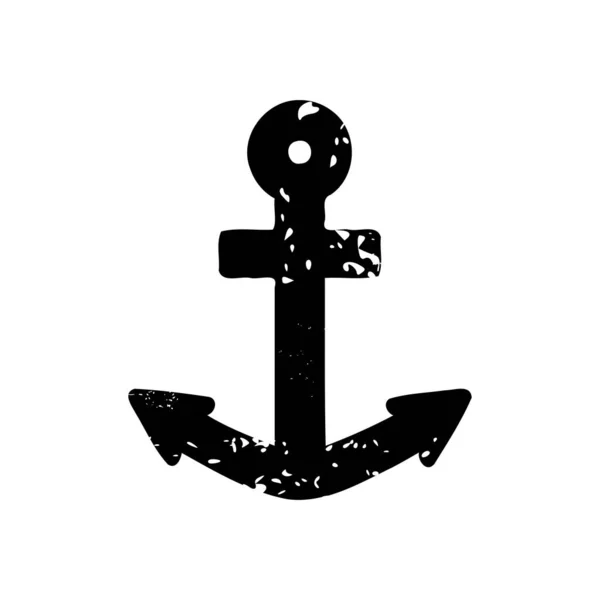 Símbolo Vector Ancla Grunge Simple Emblema Del Ancla Industria Marítima — Vector de stock