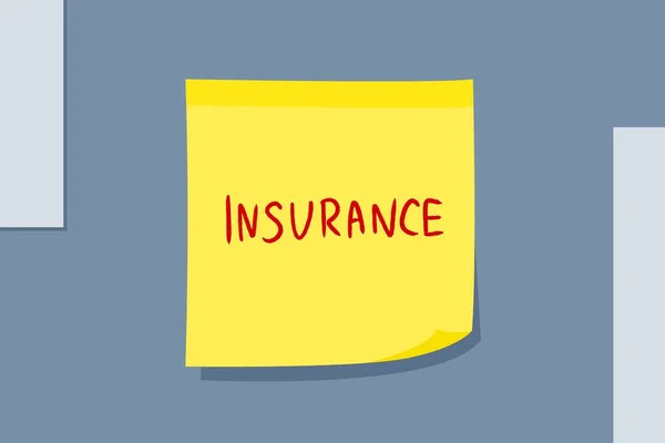 Insurance Word Sign Yellow Sticky Note Message Paper Sign — Vector de stock
