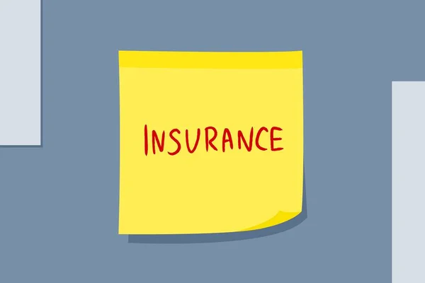 Insurance Word Sign Yellow Sticky Note Message Paper Sign — Wektor stockowy